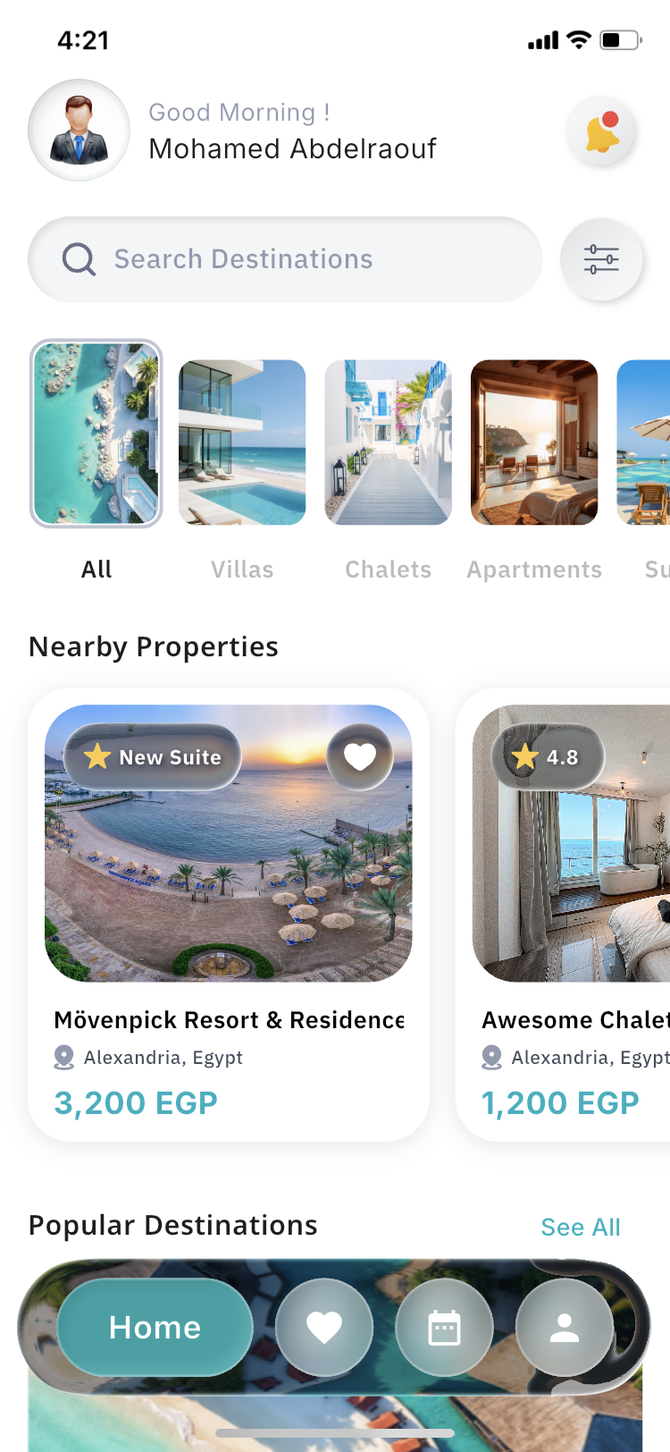 Luxury Stays guest app home screen